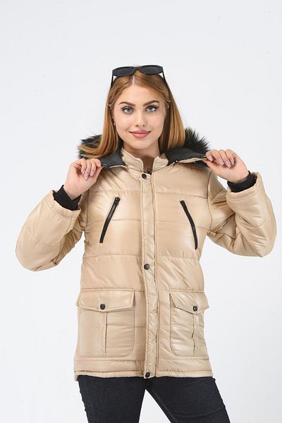 Go Veform Beige Children's Coat - Furry, Rain and Windproof, Hooded Avm152