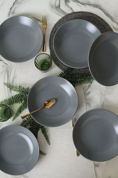 Keramika Matte Gray Chef Dinner Plate 26 Cm 6 Pieces 643