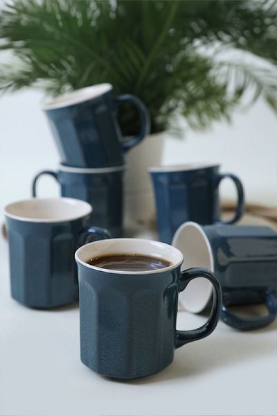 Keramika Herakles Reactive Dark Blue Mug - 9 Cm, 6 Pieces Q79