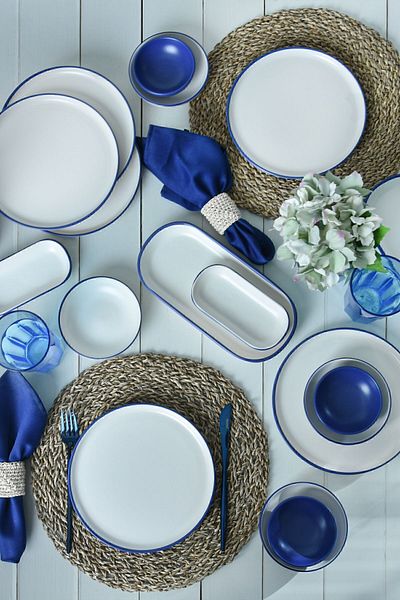 Keramika Line Blue Breakfast Set 18 Pieces for 6 People 20004