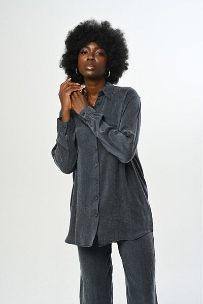 Orfeo Negro Γυναικείο πουκάμισο Oversize μονόχρωμο