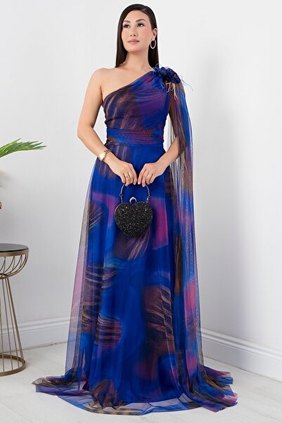 PULLIMM One Shoulder Tulle Dress - SB7212 Model Printed