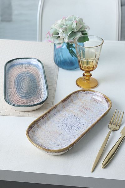 Keramika 26 Cm Hydra Noyan Boat Plate - 2 Pieces 21279-87