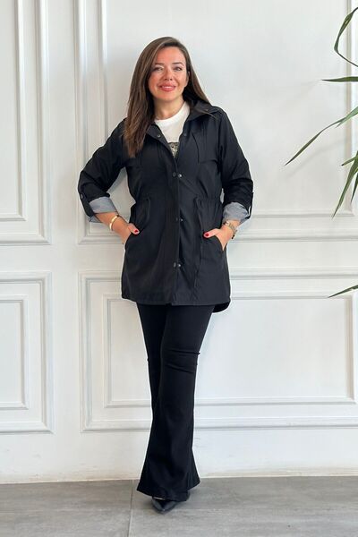 Yağmur Butik Καμπαρντίνα με λεπτομέρεια από ελαστικό ύφασμα στη μέση