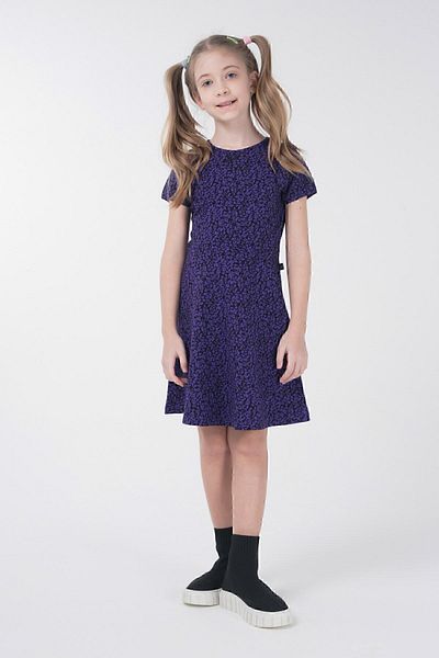 BRZ KIDS Rochie pentru fetiță cu mânecă scurtă imprimată cu măsurare
