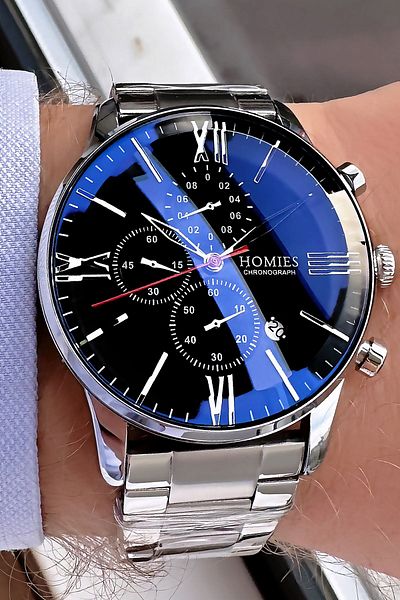 Homies Men's Silver Color Waterproof Wristwatch - Steel Cord Bracelet Hms2744C1