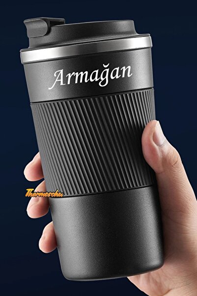 megame öğretmenler günü için Hediyelik Kişiye Özel Isim Baskılı 500 ml Siyah Termos, Çay Kahve Termos,