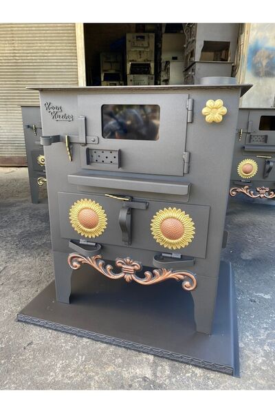 KAAN KUZİNE Tuğlalı Döküm Izgaralı Kuzine Soba Camlı Şömine Fırınlı Kömür Sobası