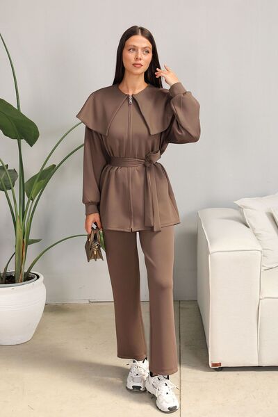 Melike Tatar طقم ياقة من قماش المنك سكوبا - 3-5205