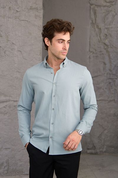 RAVANELLI Ανδρικό πουκάμισο Slim Fit - Βαμβακερό, Κοτλέ, Γιακάς με κουμπιά