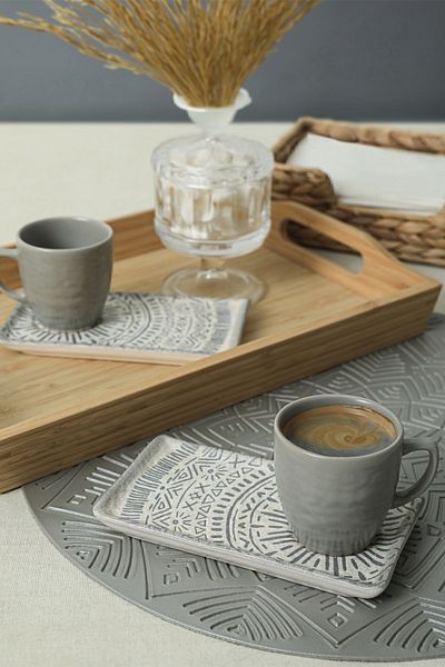 Keramika Stone Natural Stone Coffee Presentation Set 4 Pieces for 2 People 21426
