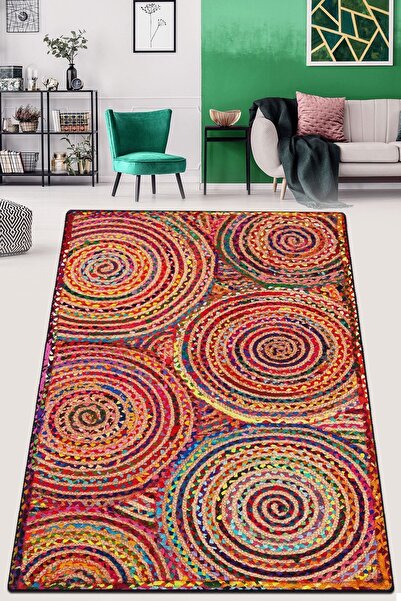 Chilai Home Crop Circle Modern Tasarım Yıkanabilir Kaymaz Taban Halı, Salon H...