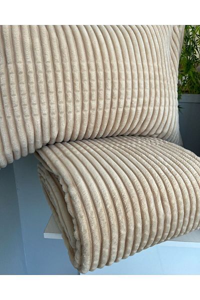 Sarar Merinos Modern Line 3 Piece Double Bed Cover Set - Blanket Beige02