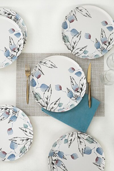 Keramika Farfurie Nordic Blue Spring - 28 Cm, 6 Bucuri, Detaliu Servire - 19188