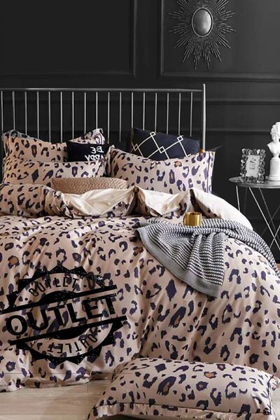 İQON طقم غطاء لحاف مطاطي مزدوج - OUTLET SHEET-BROWN (خطأ)