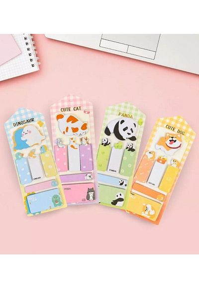 NaSaDAN 1 Piece Cute Animals Postit - Bookmark Sticky Note Paper, 120 Sheets Bookmark