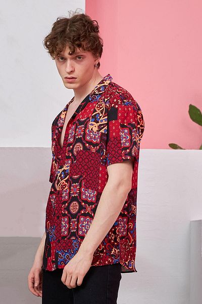 Rocqerx R-3683 Camis Colored Kilim Shirt - Κοντό μανίκι