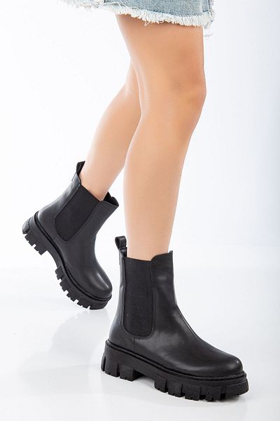 moun shoes Cizme elastice negre cu talpă groasă