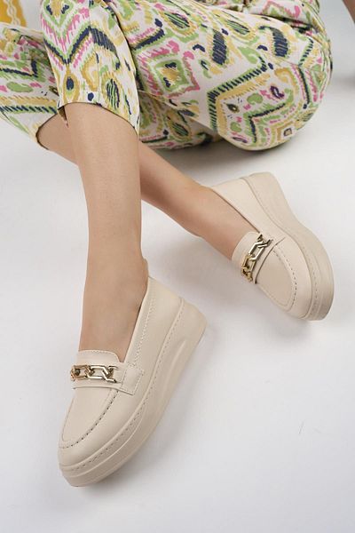 MUGGO Lydia Guaranteed Women's Loafer Oval Toe Thick Sole Buckle Casual Moccasin Shoes