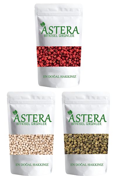 ASTERA Colored Black Pepper Set (250 G Red Black Pepper + 250 G Green Black Pepper + 250 G White Black Pepper)