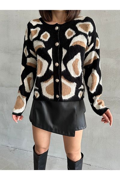 Elysira Pulover cardigan moale cu imprimeu leopard pentru femei
