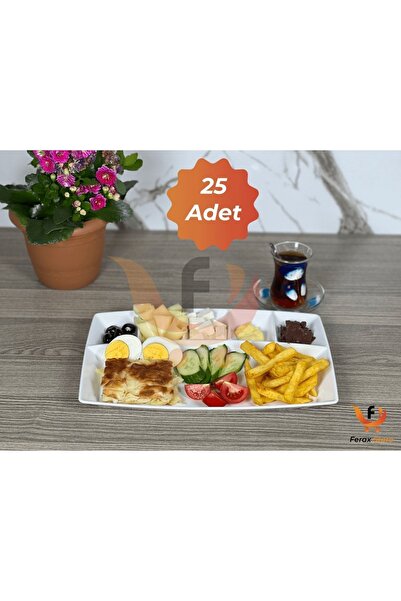 SUMAKS 6 Bölmeli Polikarbon Kahvaltı Tabağı 25 Adet