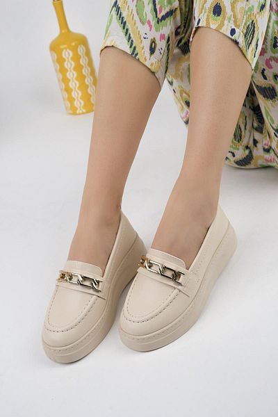 MUGGO Lydia Guaranteed Women's Loafer Oval Toe Thick Sole Buckle Casual Moccasin Shoes