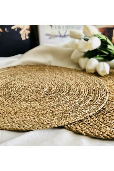 BALSA Wicker Knitted 2-Piece Trivet Natural (20 Cm)