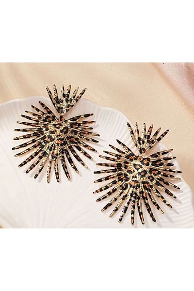 Homedesignconseptt Leopard Patterned Metal Earrings - Stylish and Comfortable