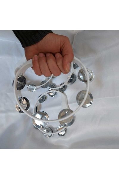 Aker Hediyelik الدف الأبيض 10 قطع - إعلان آلة موسيقية عالية الجودة مع جرس ديف بلاستيكي