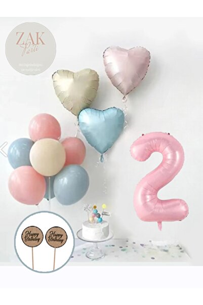 ZEAP Retro Krem Mavi Toz Pembe Kalp Folyo Balon Balon Standı Mavi Pembe Yeşil...