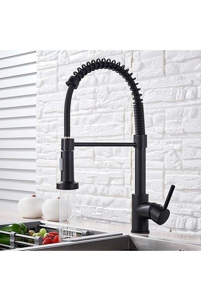 FLEKO Black Sink Kitchen Faucet - Hot and Cold Inlet, Industrial