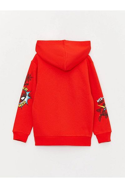 LC Waikiki LCW Kids Hooded Spiderman Printed Long Sleeve Boys' Zipper Sweatshirt