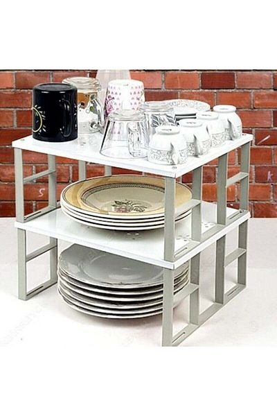 BRAVES 2 Large Closet Organizers - Metal Shelf, Cup Rack and Organizing Shelf