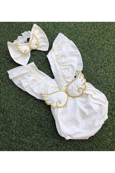Kokosh kidss Girl's Winged Jumpsuit and Bandana Set