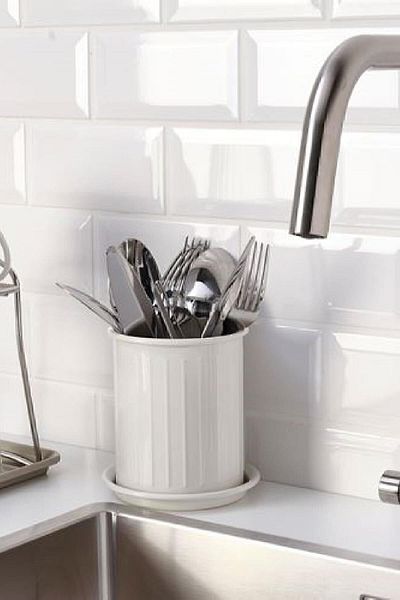 IKEA Μπεζ Ανοξείδωτη Θήκη Μαχαιροπήρουνων Κουζίνας - Θήκη για μαχαιροπίρουνα, 13 cm