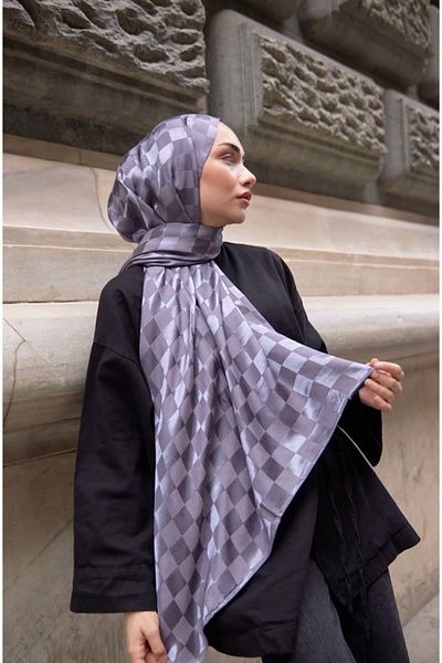 Bonjela شال جاكار قطني بنمط الشطرنج