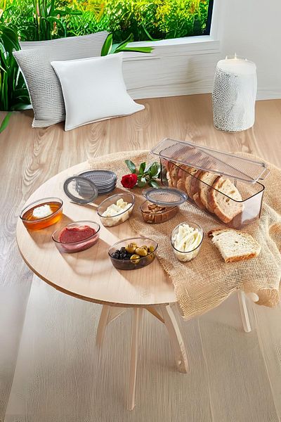 VİP AHMET 7 Piece Breakfast Set with Organizer - Smoke