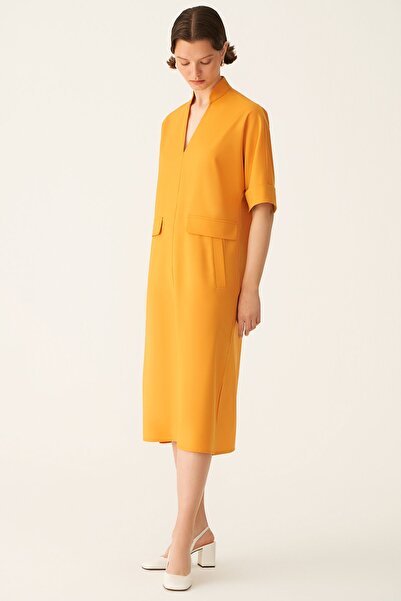 Perspective Edvin Comfortable Fit Tangerine Color Dress