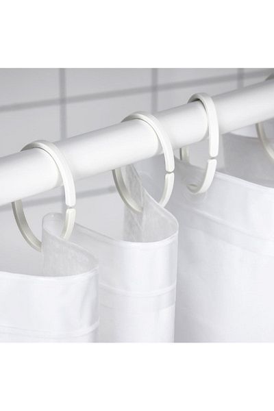 IKEA Δαχτυλίδι κουρτίνας μπάνιου Hassjön White - 12 τεμάχια