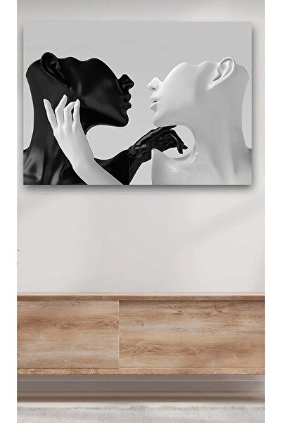 PrintiesPlus Siyah Beyaz Kadın Heykel Görünümlü Kanvas Duvar Tablo