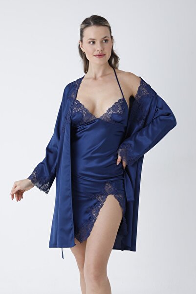 KARLİNAX Lacivert Kısa Yırtmaç Detaylı Çeyiz Seti