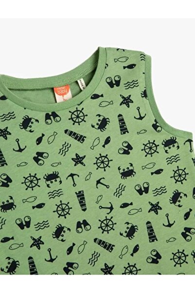 Koton Baby Boy Collar Printed Undershirt