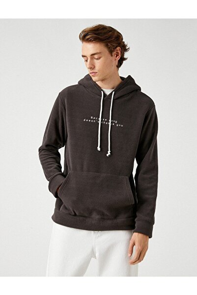 Koton Men's Fleece Embroidered Sweat