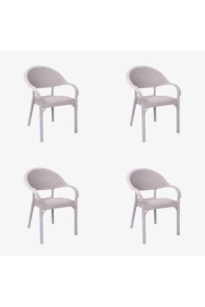 Capissi Mevsim Plastik Bambu Sandalye 4 Adet