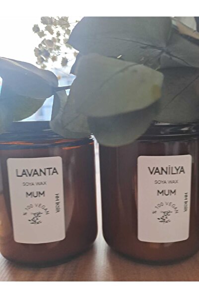 Handmade Soya wax kavanoz mum lavanta 220cc
