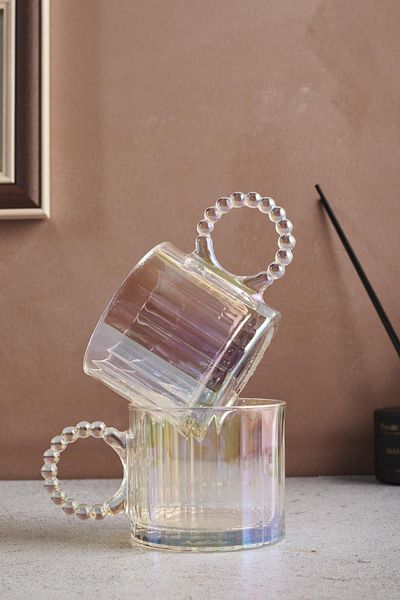 Perotti Ringo Line Luster - 2 Pack 325 ml Beaded Glass Mug Mug