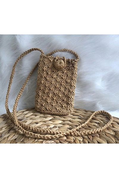 Yujin Straw Phone Bag, Paper Rope Bag