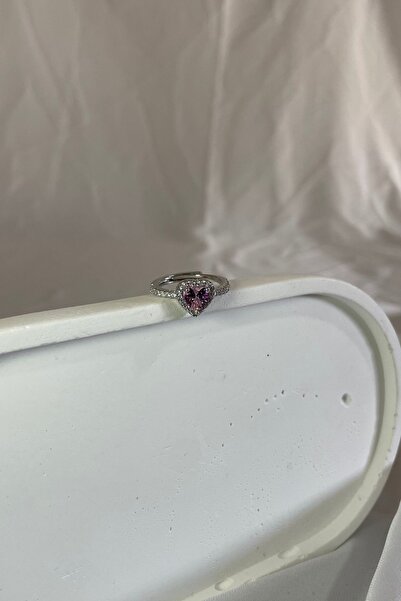 veenaccessory Pink Heart Ring - Silver - Basic Ring, Silver Ring, Silver Ring...