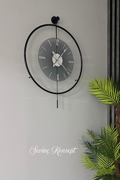SEVİNÇ KONSEPT Füme Luxe Tiktok Orta Boy Siyah Modern Dekoratif Metal Duvar Saati